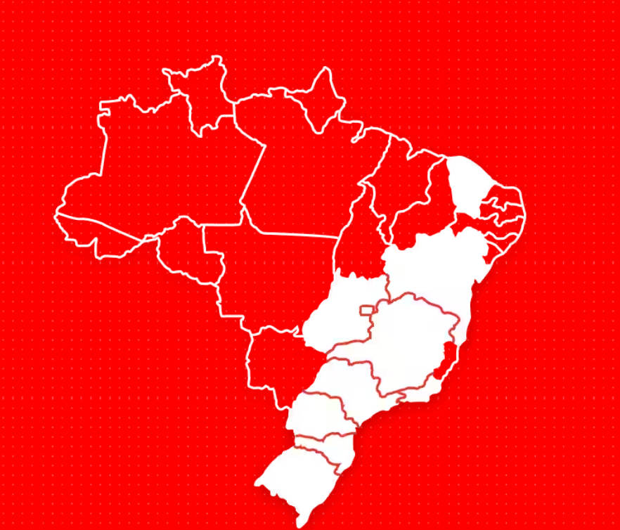 Mapa do Brasil com centrais de concreto